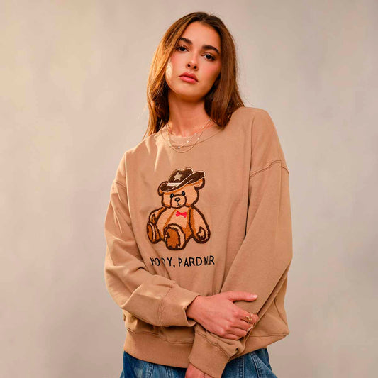 Sudadera Taupe con Estampado