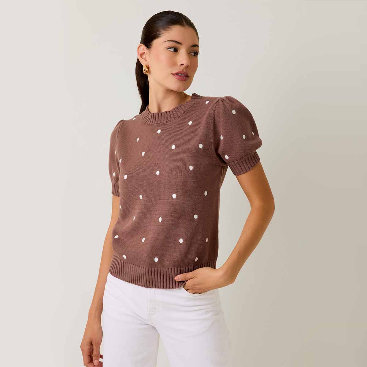 Blusa Cafe con Estampado