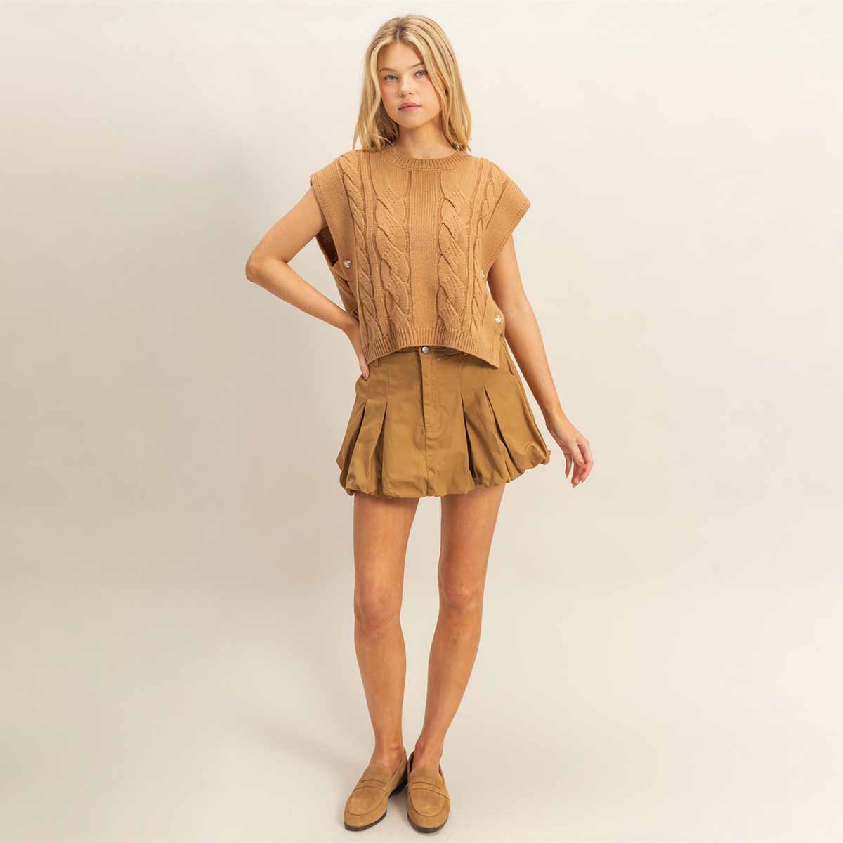 Chaleco Camel con Botones