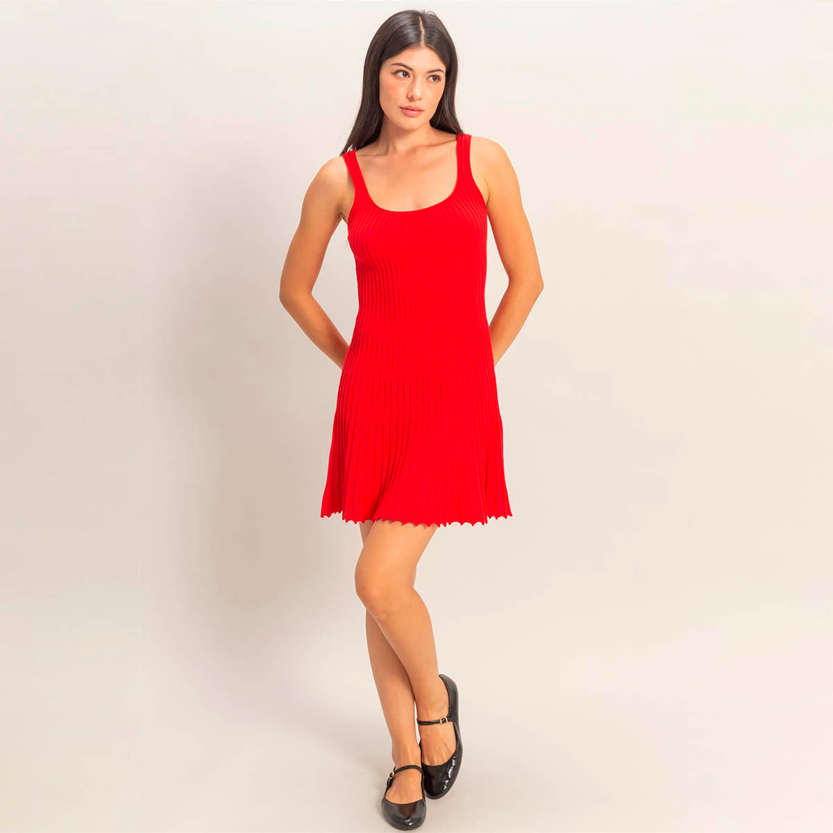 Vestido Rojo Plisado