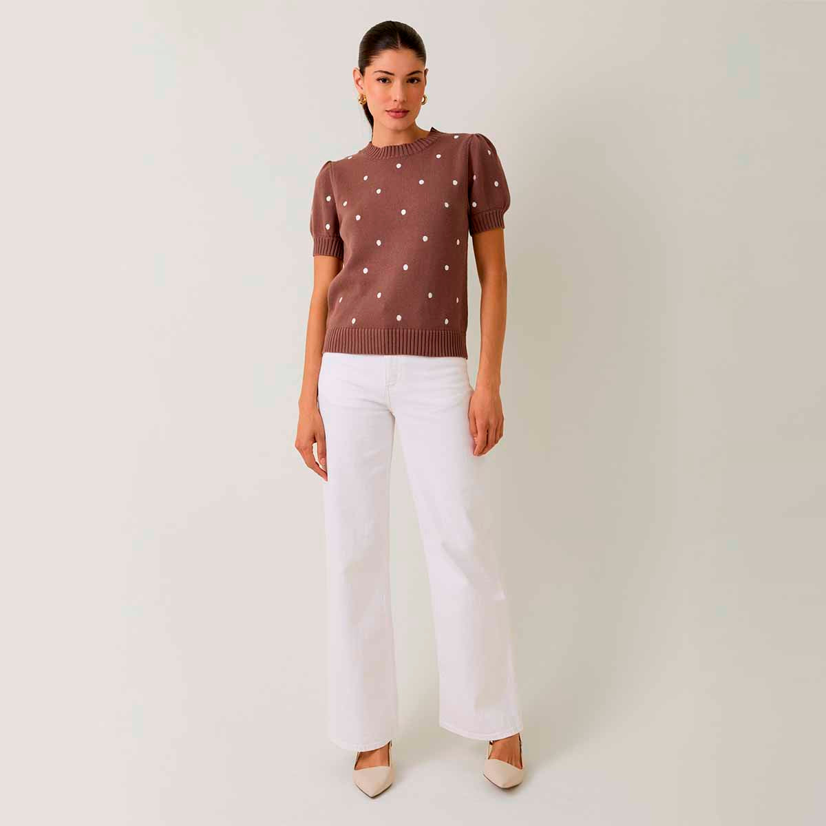 Blusa Cafe con Estampado