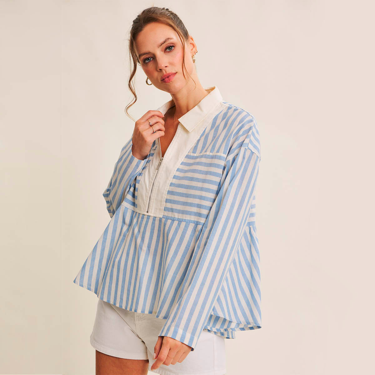 Blusa Azul de Rayas