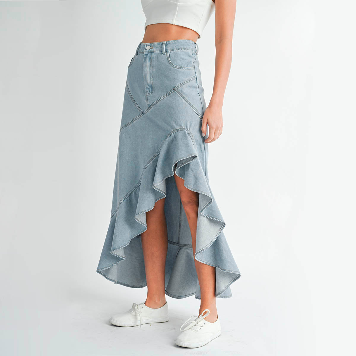 Falda Azul Asimetrica