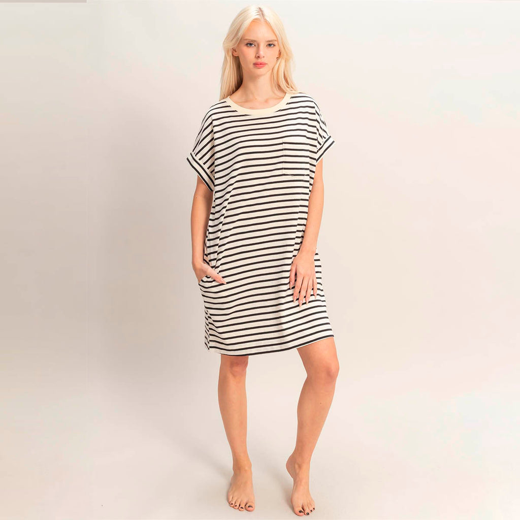 Vestido Blanco/Negro de Rayas