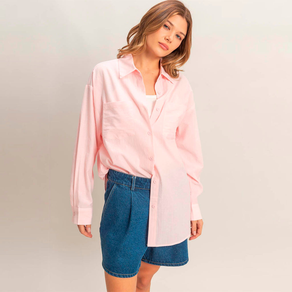 Camisa Rosa a Rayas