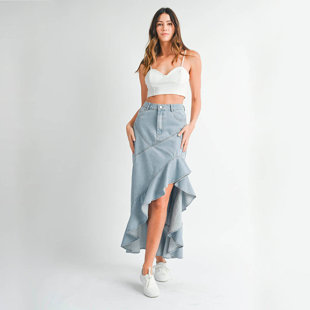Falda Azul Asimetrica
