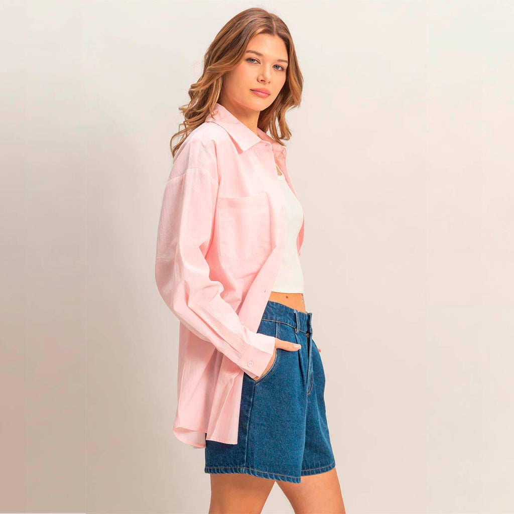Camisa Rosa a Rayas