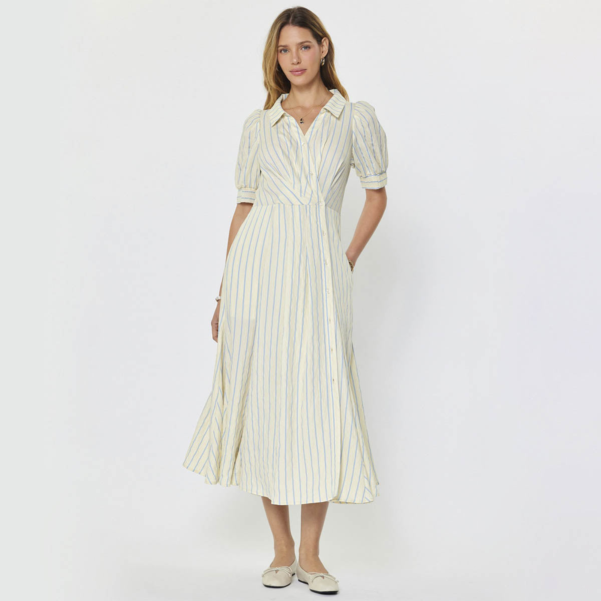 Vestido Blanco de Rayas