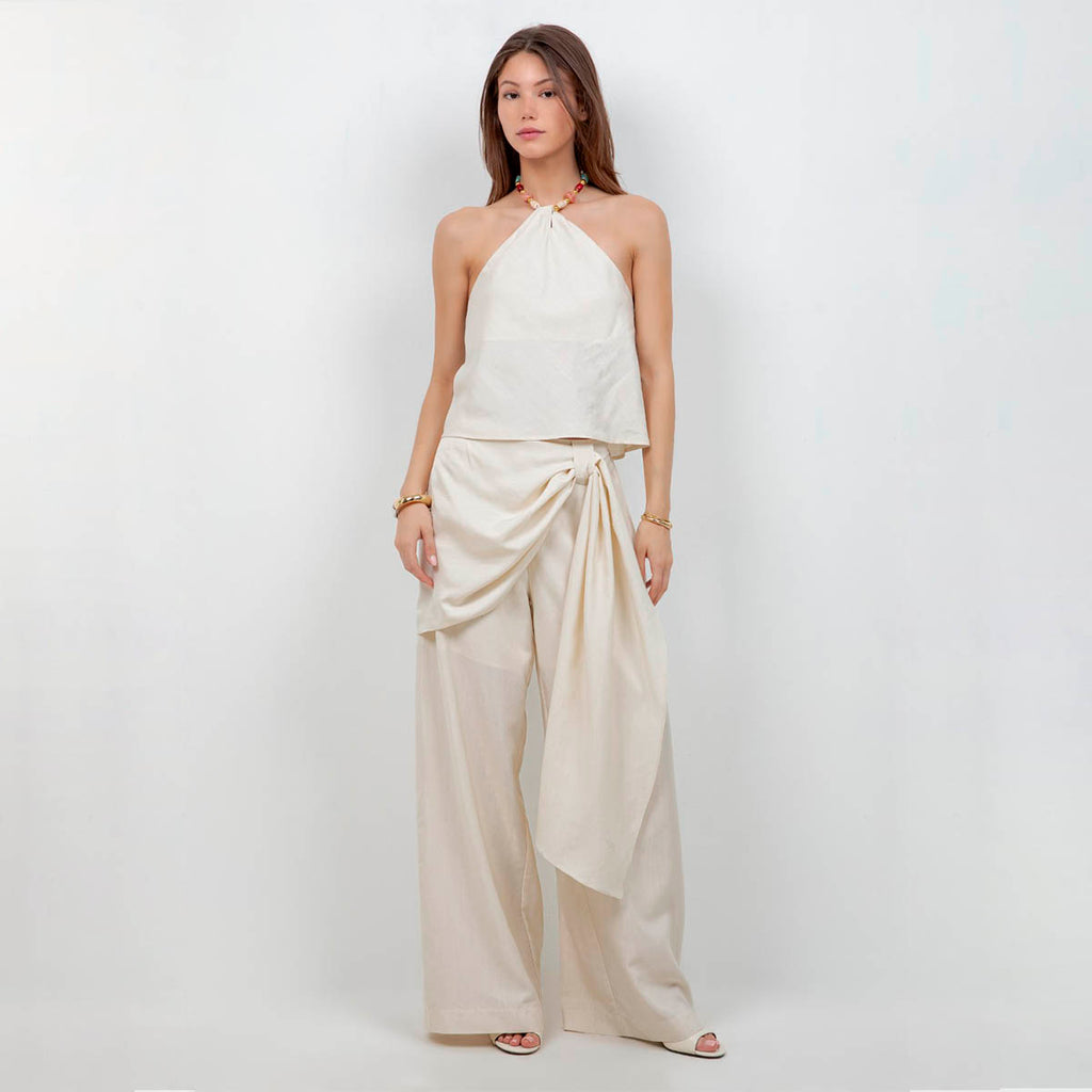 Pantalon Beige con Detalle