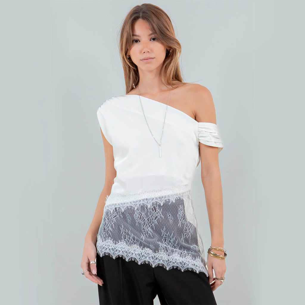 Blusa Blanca con Detalle Encaje