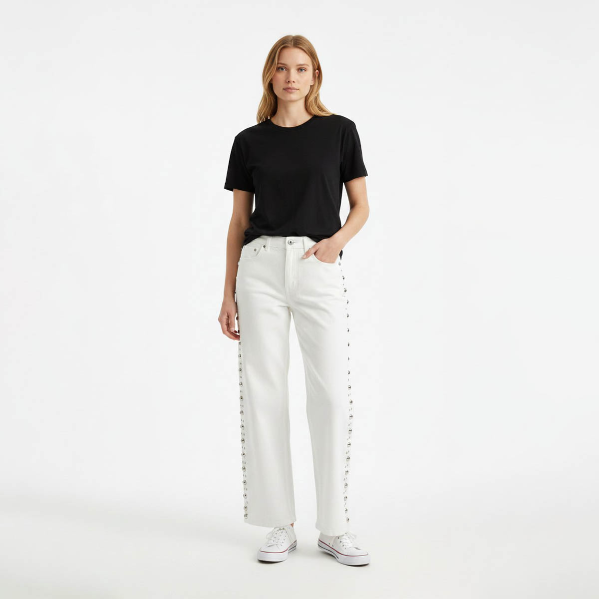 Jeans Blancos con Estoperoles